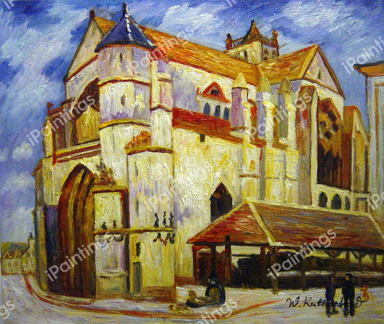 The Church At Moret, Afternoon. The painting by Alfred Sisley