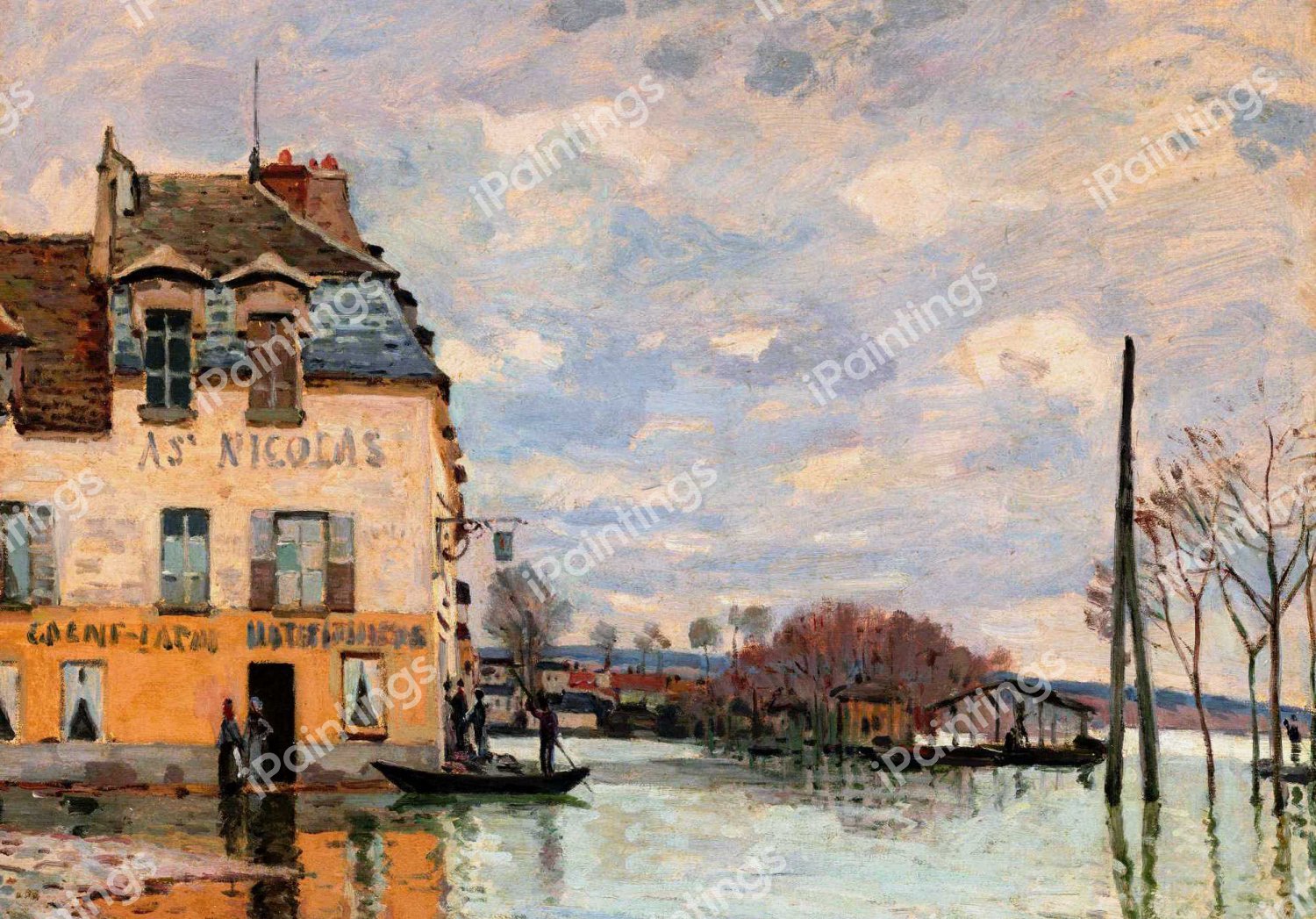 The Flood at Port Marly. The painting by Alfred Sisley