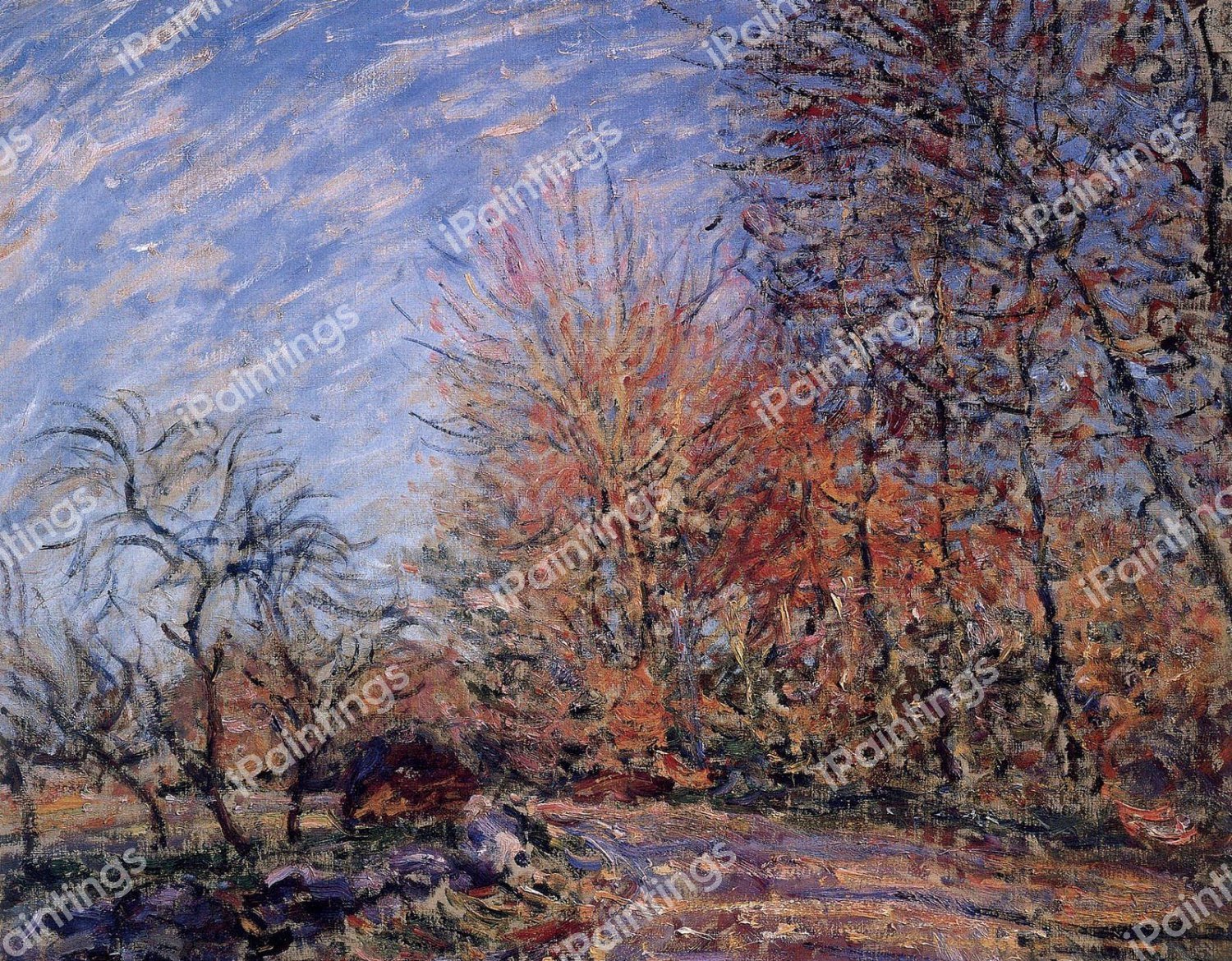 The Outskirts of the Fontainebleau Forest. The painting by Alfred Sisley