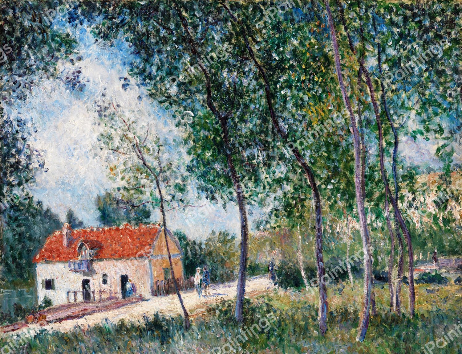 The Road from Moret to Saint-Mammes. The painting by Alfred Sisley