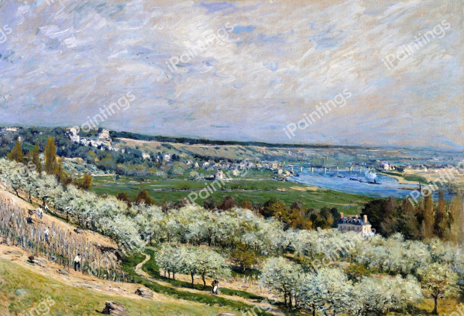 The Terrace at Saint-Germain, Spring. The painting by Alfred Sisley