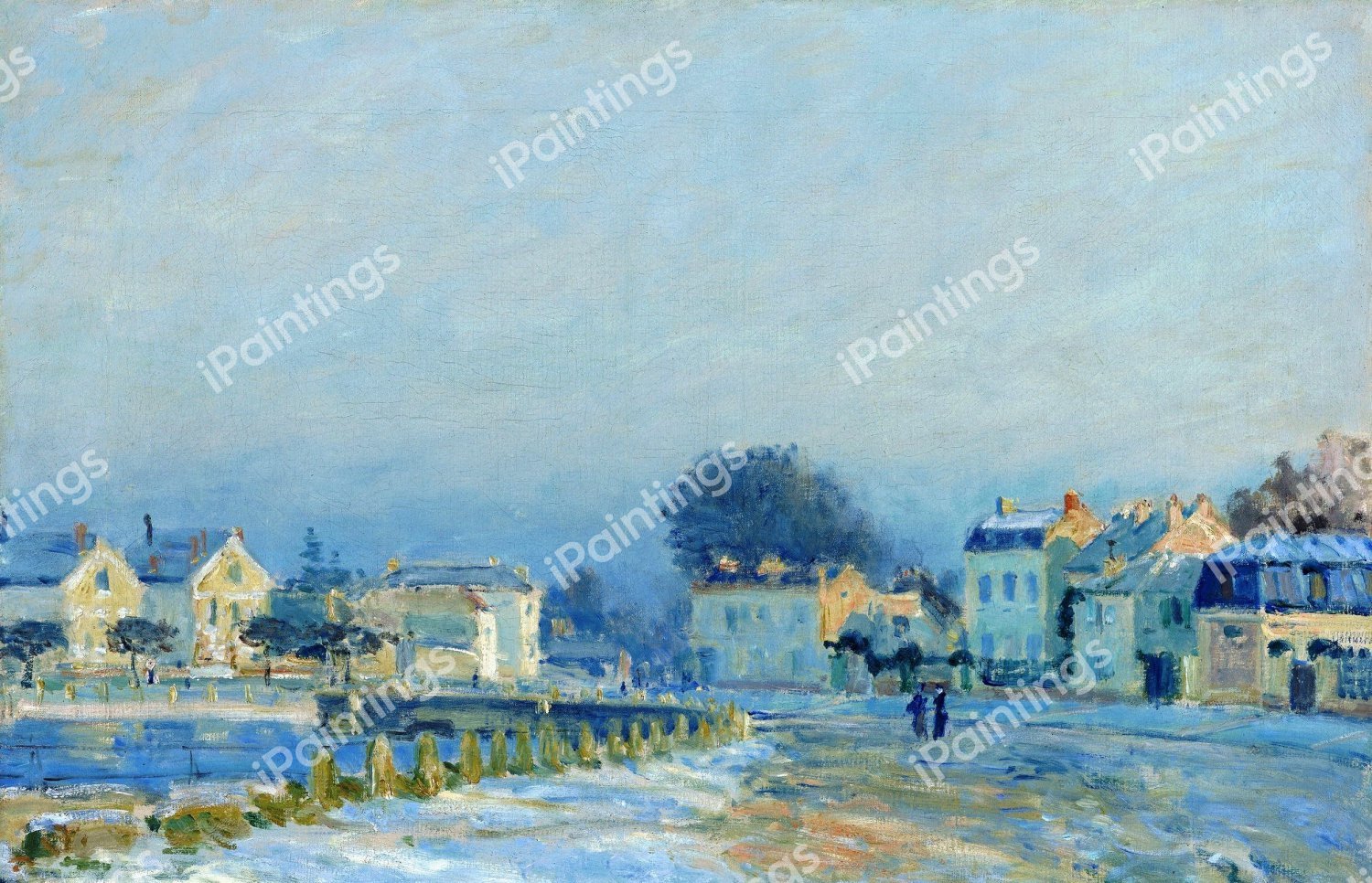 The Watering Pond at Marly with Hoarfrost. The painting by Alfred Sisley