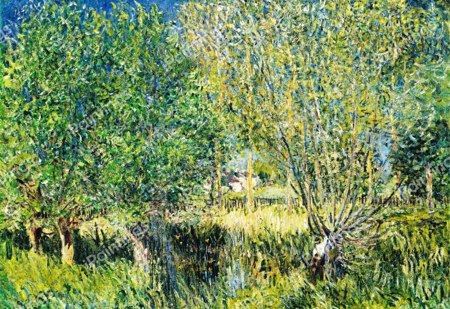 Weiden am Ufer der Orvanne. The painting by Alfred Sisley