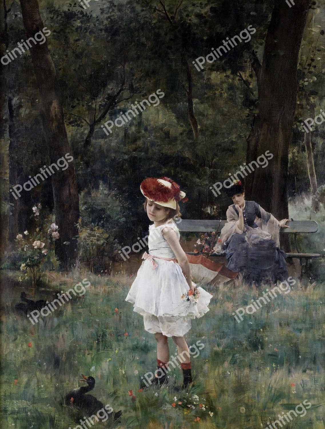 La Fillette aux Canards. The painting by Alfred Stevens