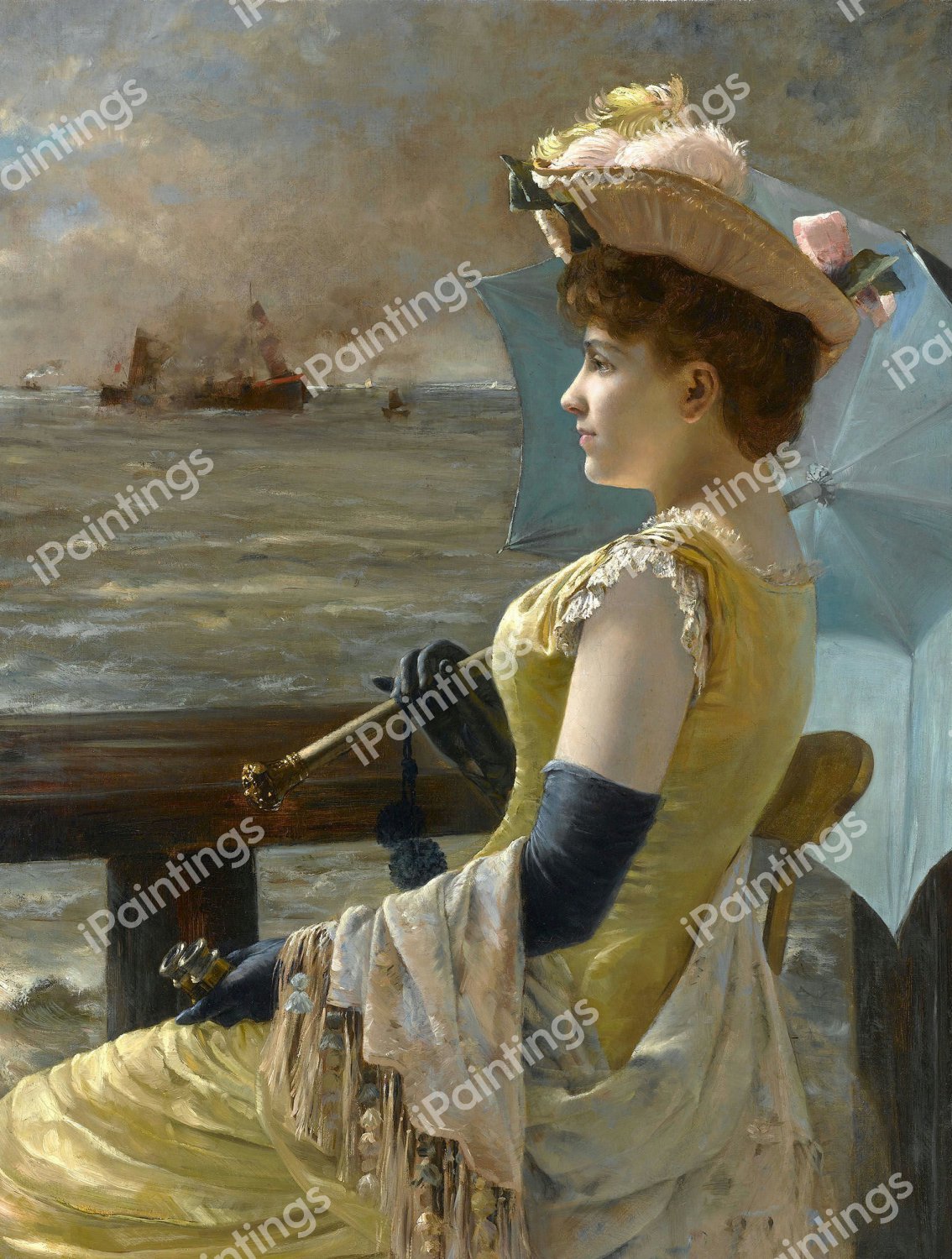 Looking Out to Sea. The painting by Alfred Stevens