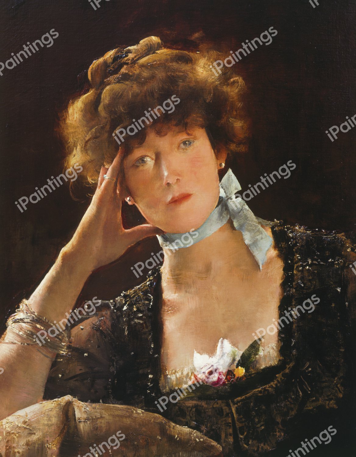 Portrait of Sarah Bernhardt. The painting by Alfred Stevens