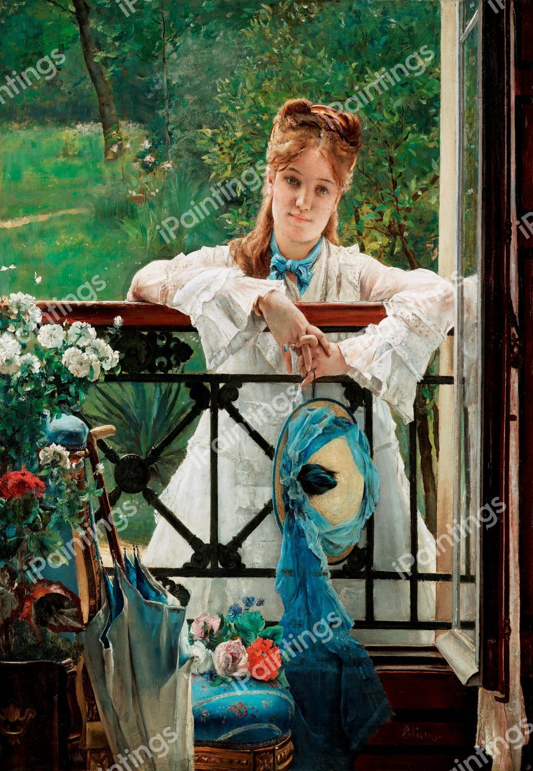 The Blue Ribbon. The painting by Alfred Stevens