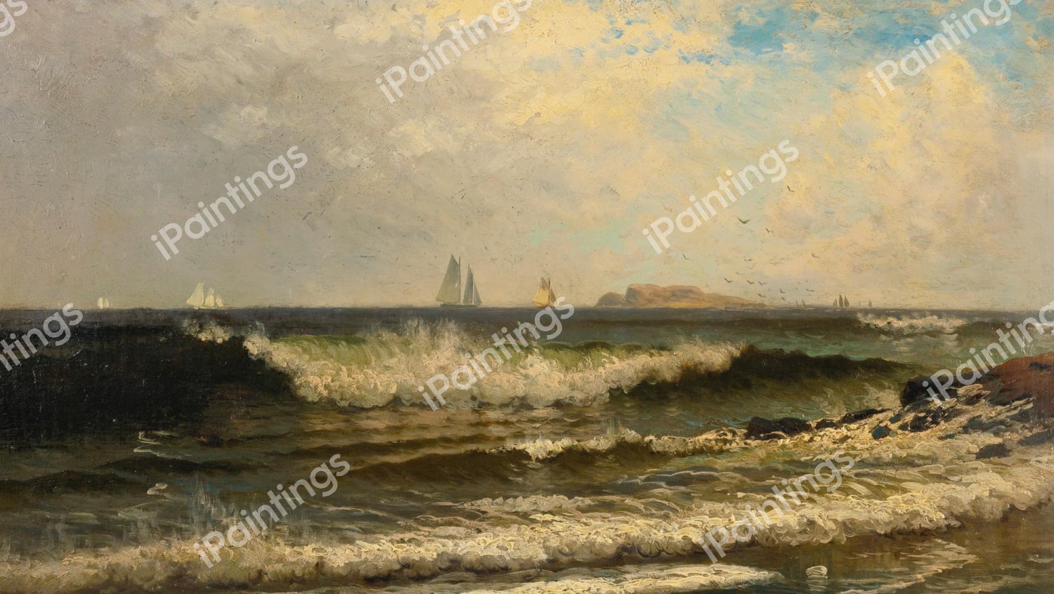Breaking Waves. The painting by Alfred Thompson Bricher