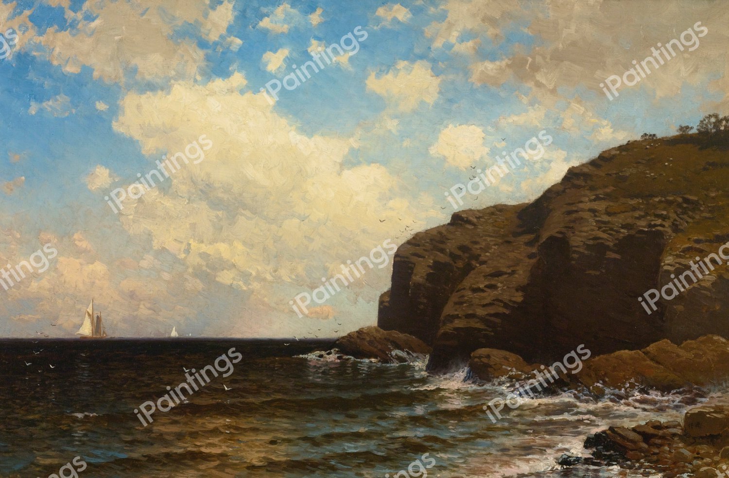 Rocky Coast with Breaking Waves. The painting by Alfred Thompson Bricher