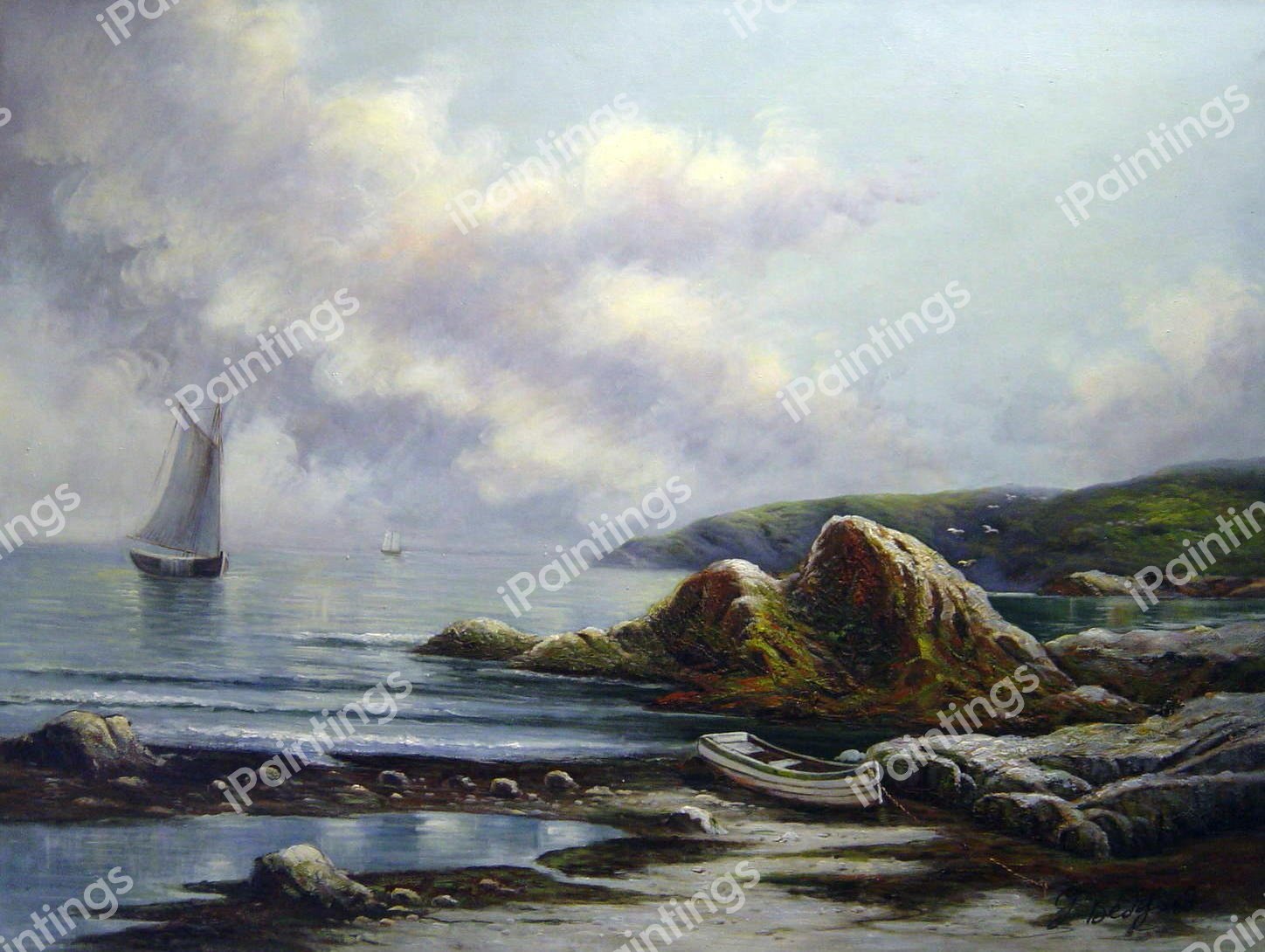 Sailing Off The Coast. The painting by Alfred Thompson Bricher