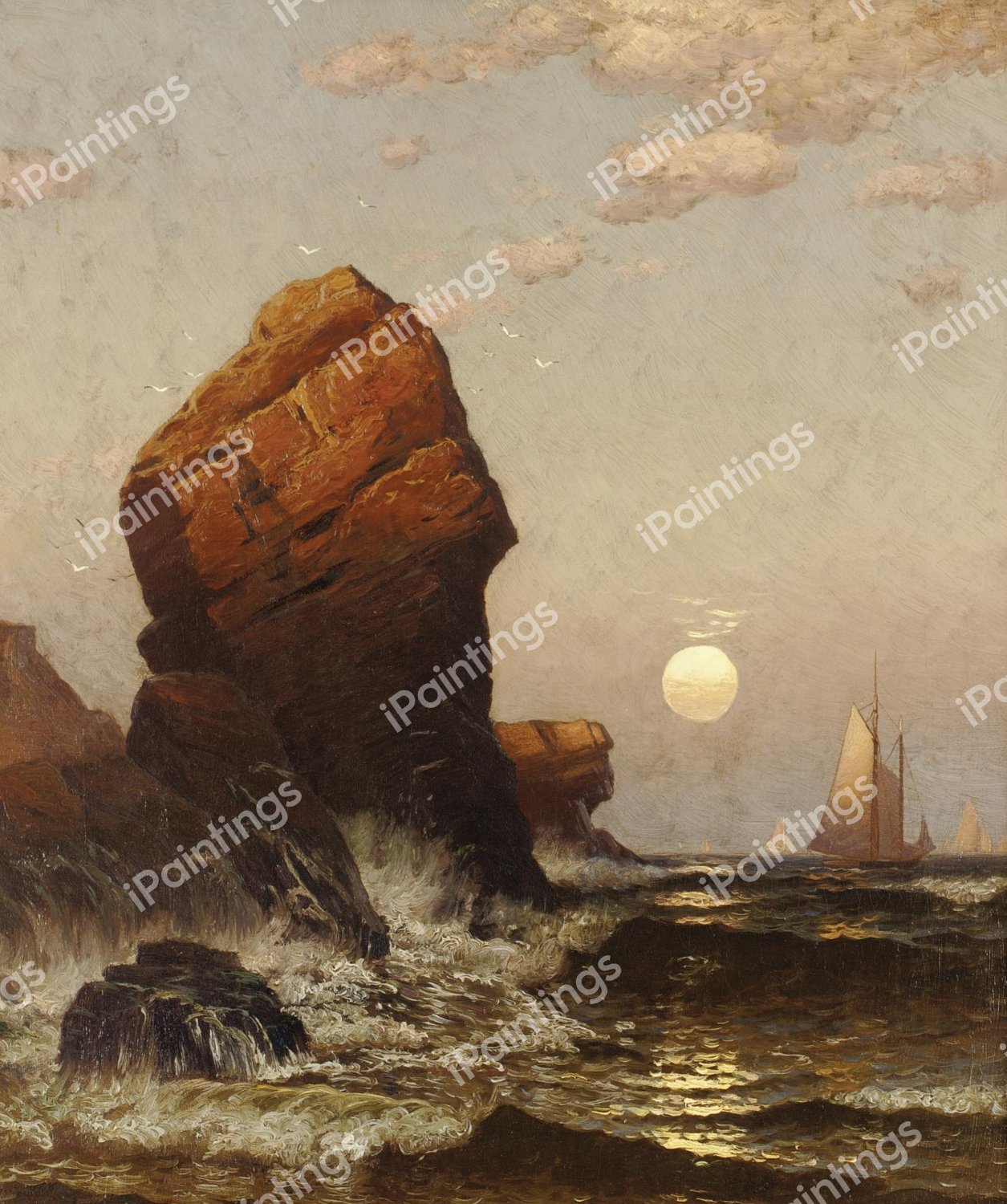 Seascape, Early Evening. The painting by Alfred Thompson Bricher