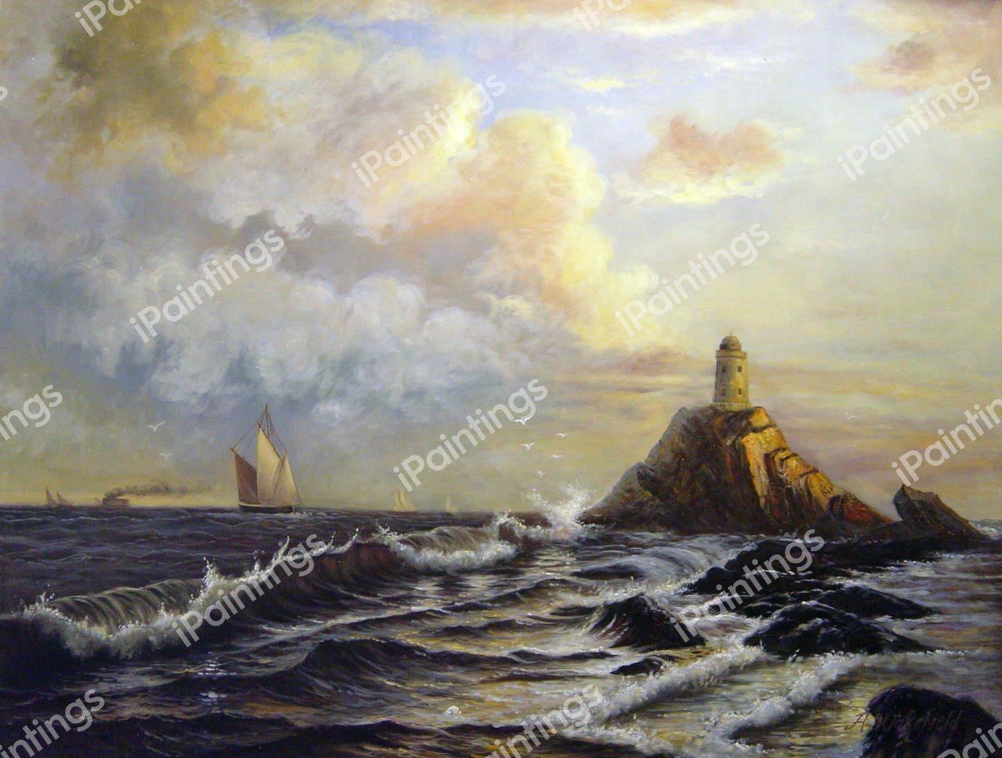 The Lighthouse. The painting by Alfred Thompson Bricher