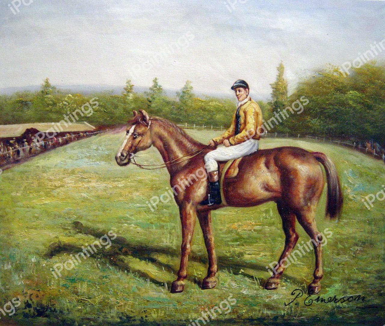 Letsar A Chestnut Racehorse With Jockey Up. The painting by Allen Culpeper Sealy