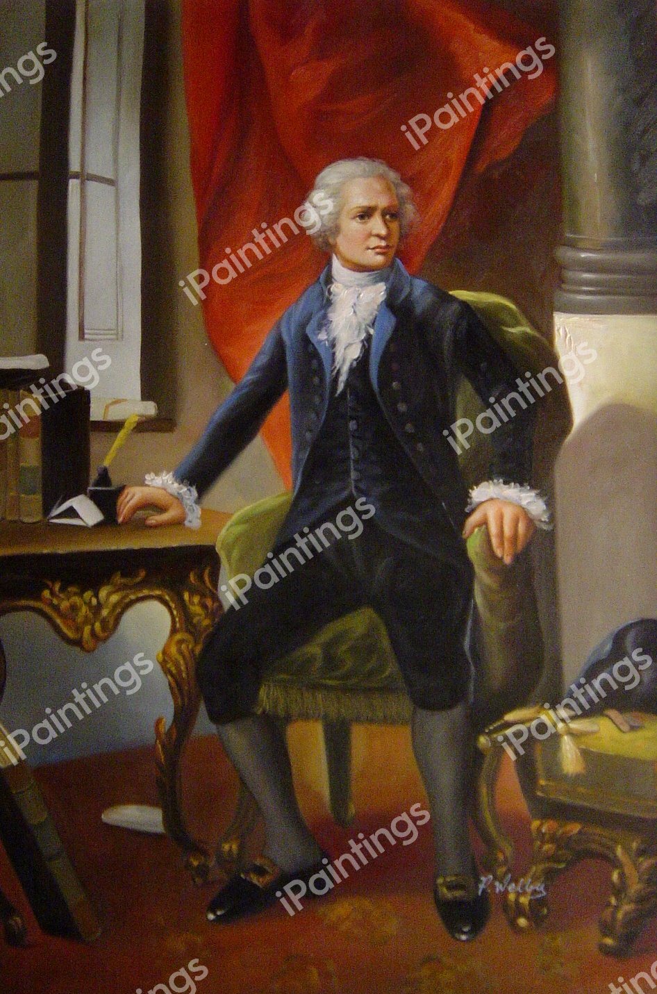 Alexander Hamilton At His Desk. The painting by Alonzo Chappel
