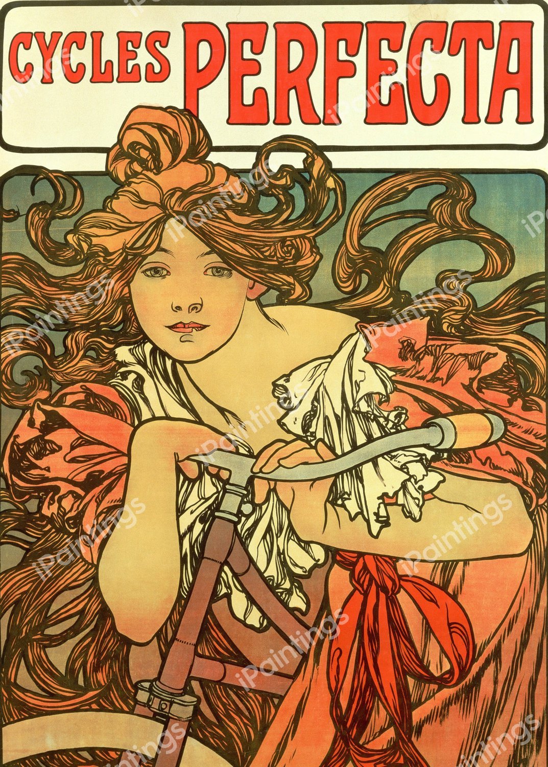 Cycles Perfecta, 1902. The painting by Alphonse Mucha
