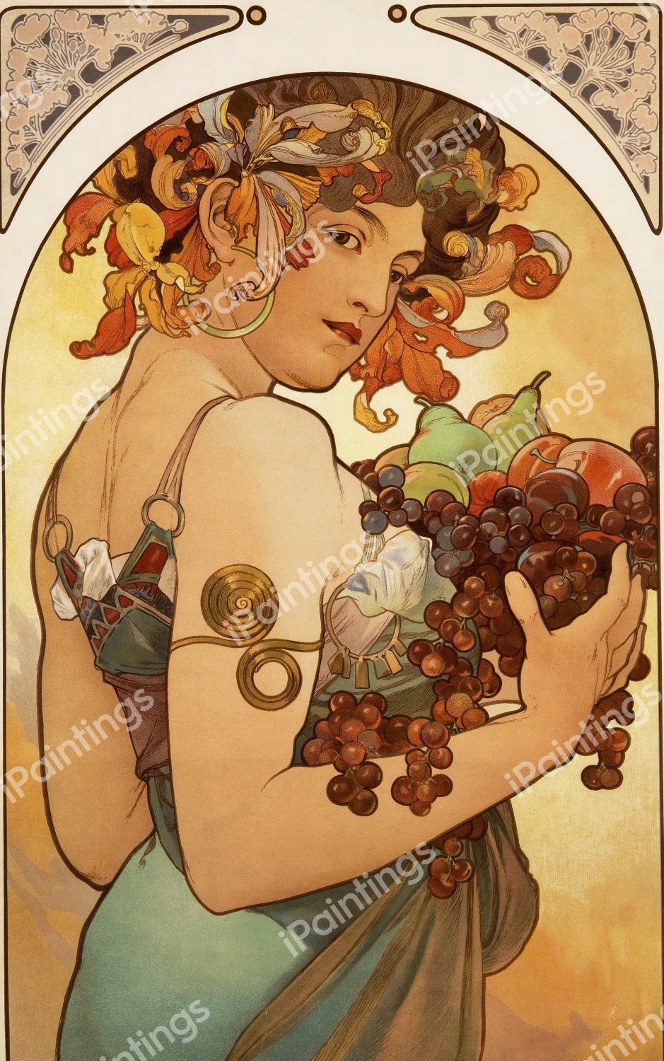 Fruit, 1897. The painting by Alphonse Mucha