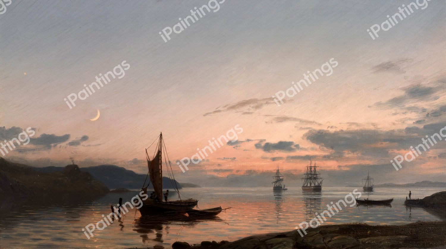 Aftenstemning, 1878. The painting by Amaldus Clarin Nielsen