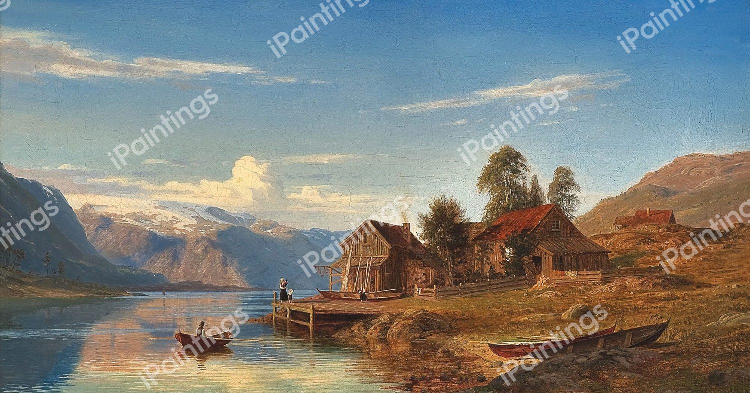 From Rognaldsvag in Kinn, 1867. The painting by Amaldus Clarin Nielsen