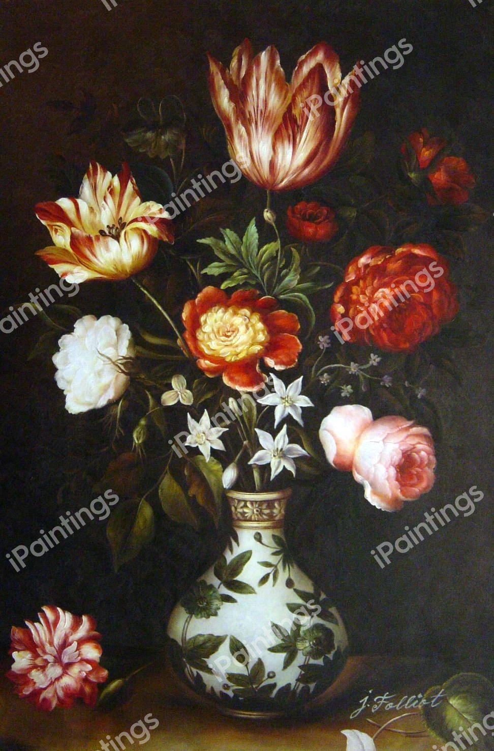 Flower Piece. The painting by Ambrosius the Elder Bosschaert