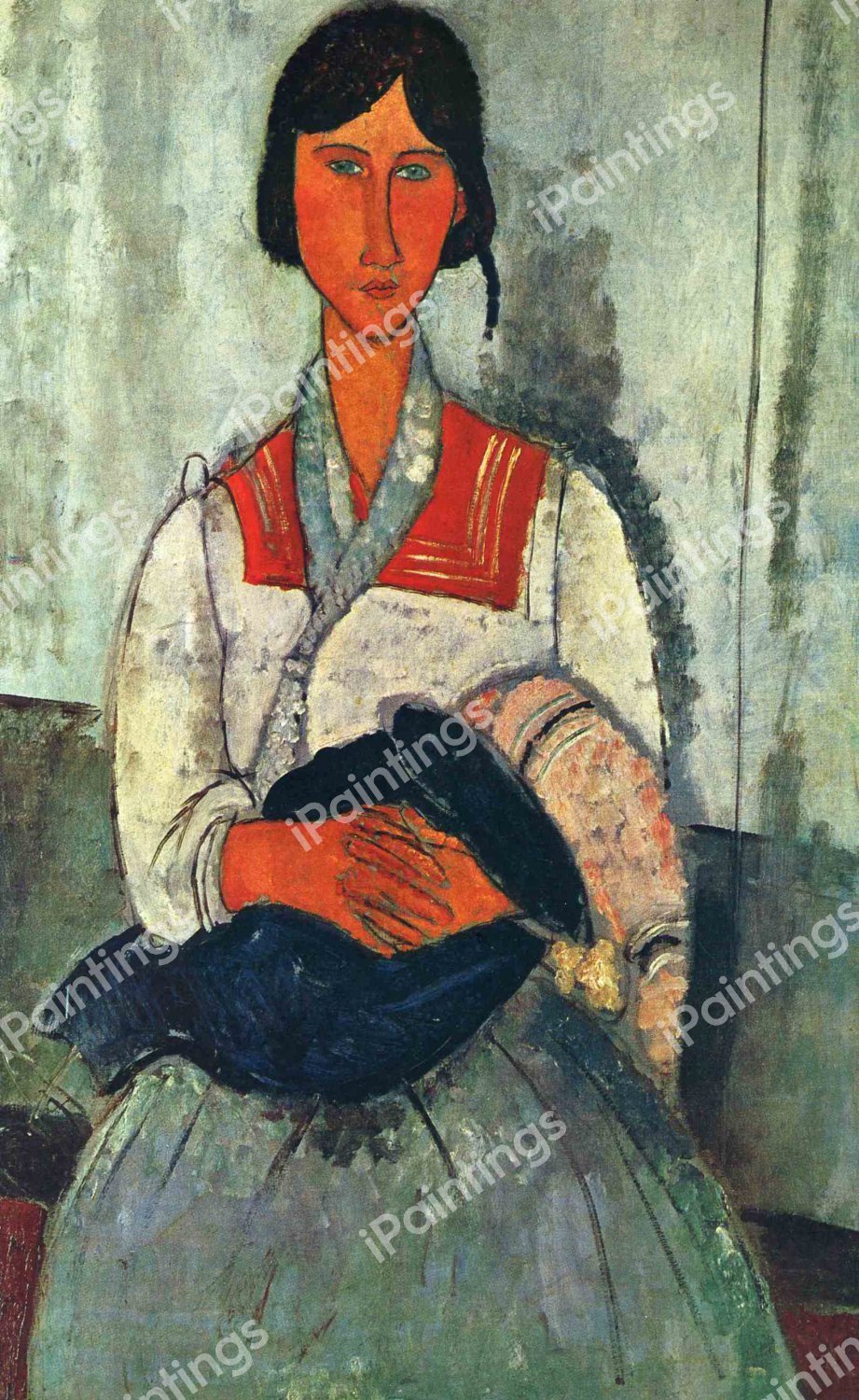 A Gypsy Woman with a Baby. The painting by Amedeo Modigliani