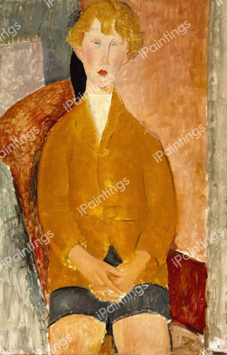 Boy in Short Pants. The painting by Amedeo Modigliani