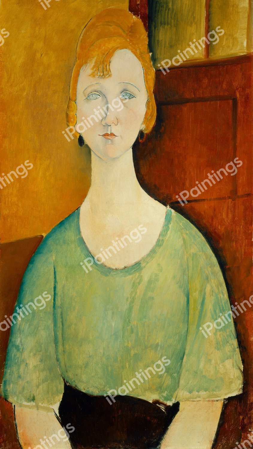Girl in a Green Blouse. The painting by Amedeo Modigliani