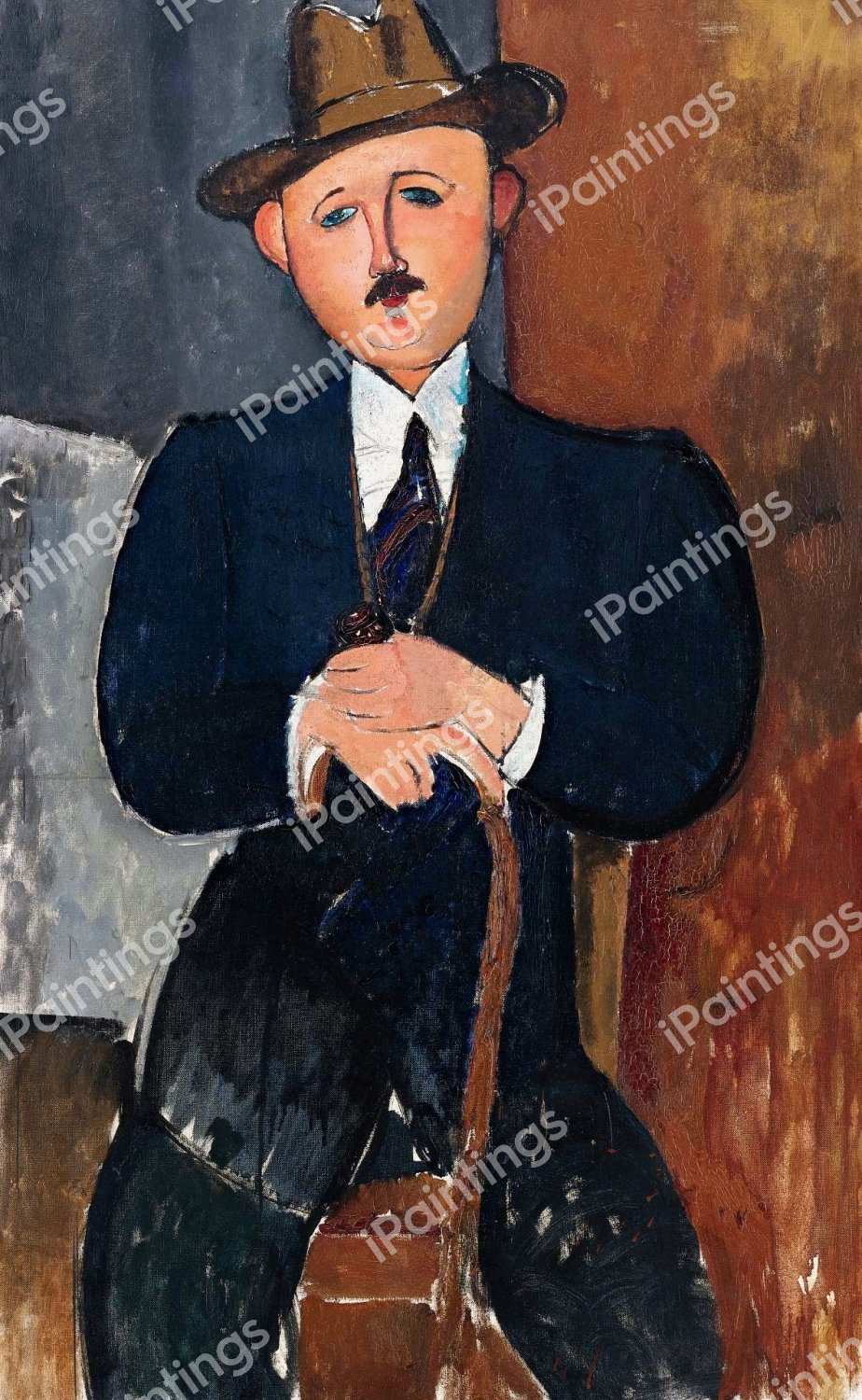 Homme Assis. The painting by Amedeo Modigliani