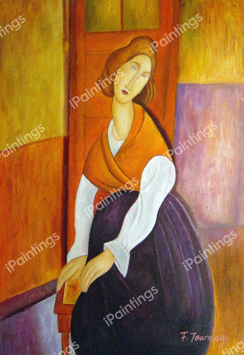 In Front Of A Door. The painting by Amedeo Modigliani