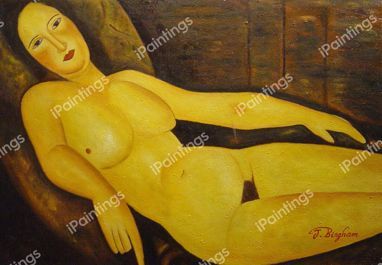Nude On A Divan. The painting by Amedeo Modigliani
