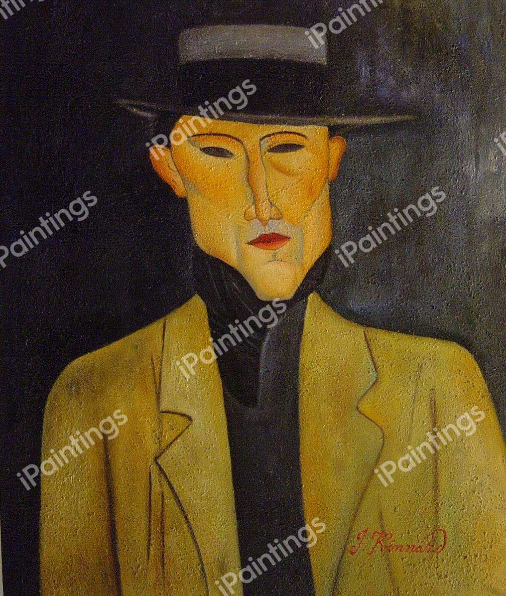 Portrait Of A Man With Hat. The painting by Amedeo Modigliani