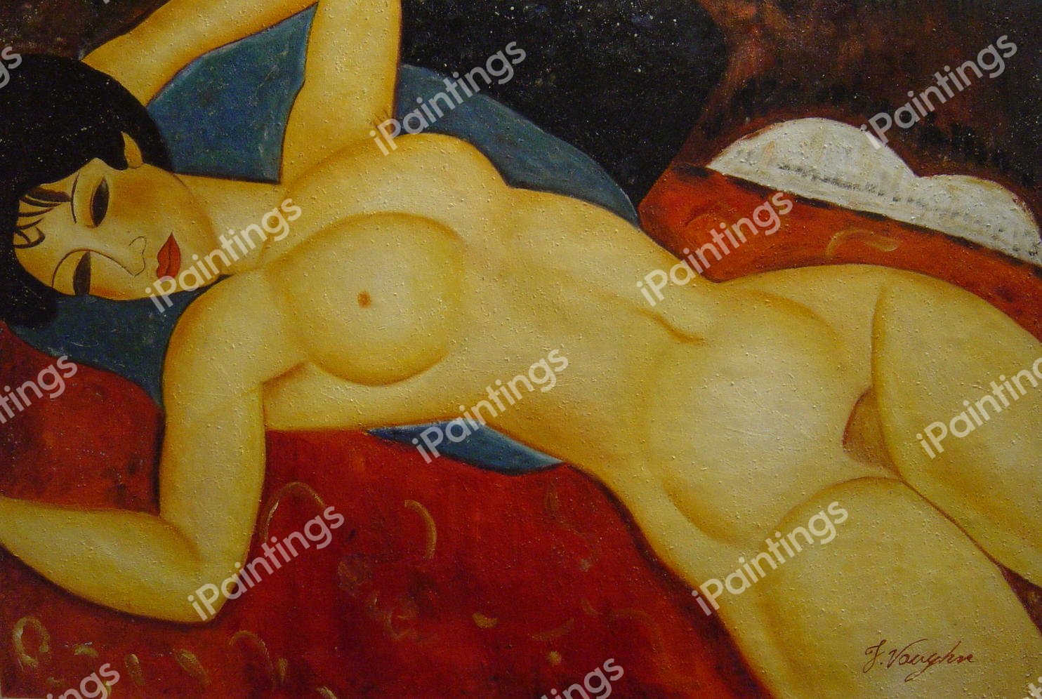 Red Nude. The painting by Amedeo Modigliani
