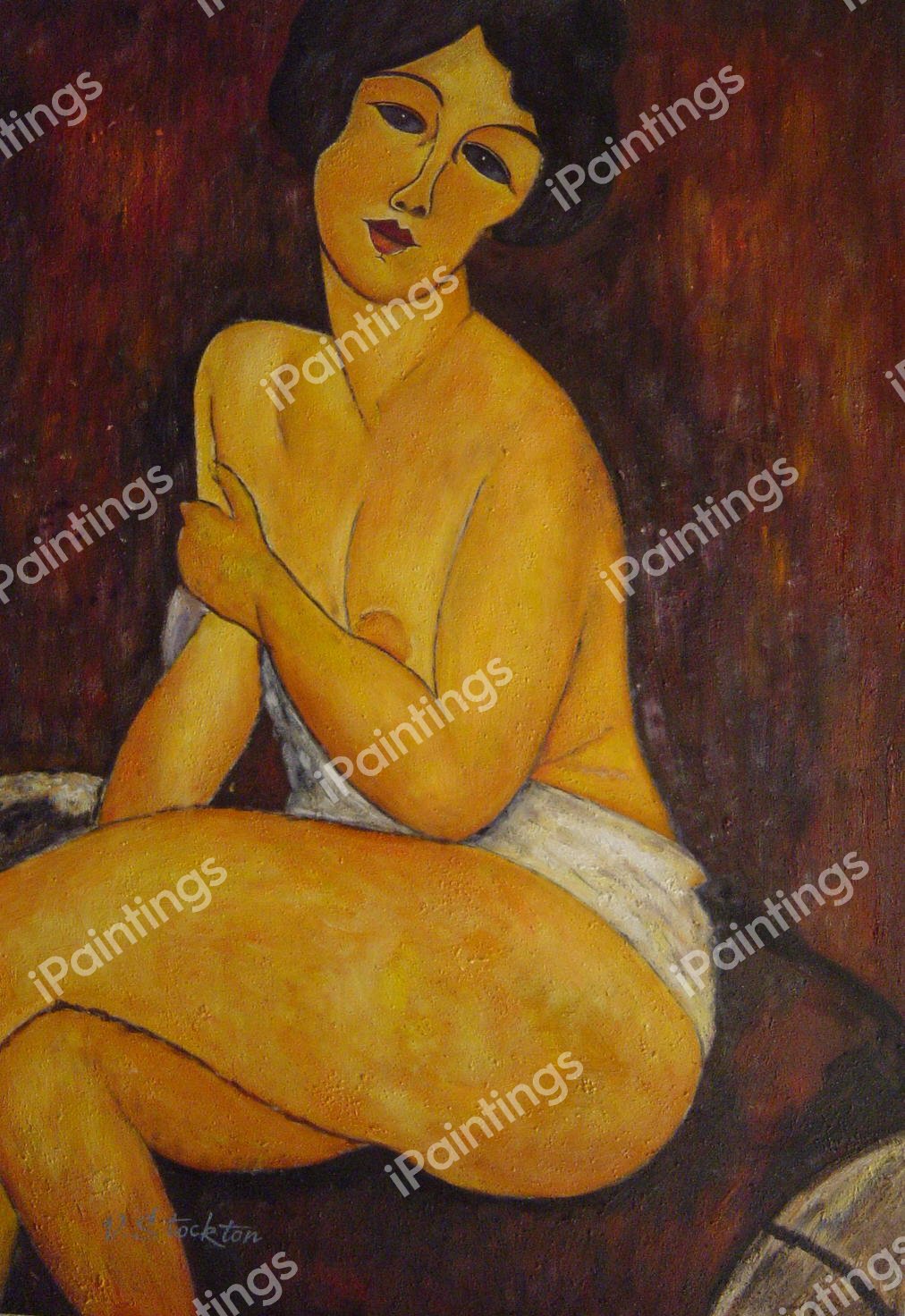 Seated Nude on Divan. The painting by Amedeo Modigliani