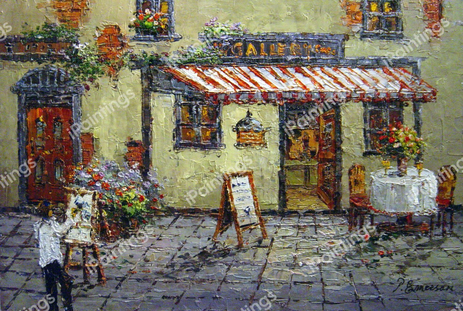 An Inviting European Bistro. The painting by Our Originals