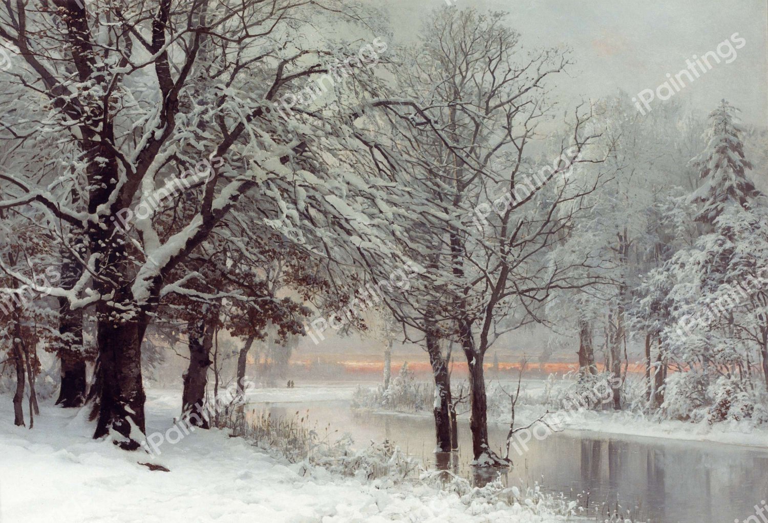 A Winter's Evening. The painting by Anders Andersen-Lundby