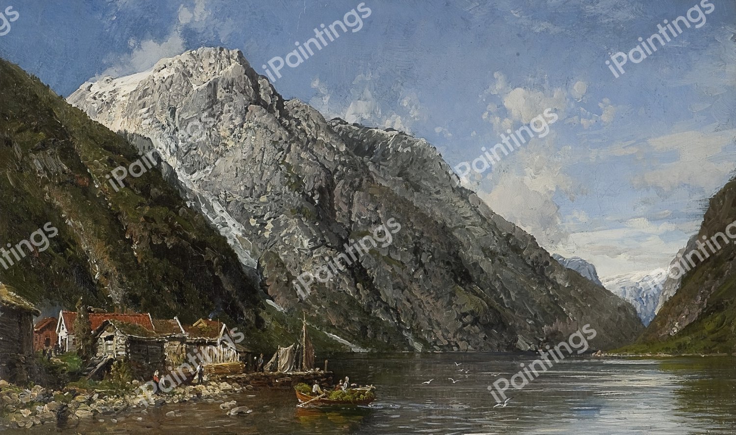 By the Valley in Naerofjord. The painting by Anders Askevold