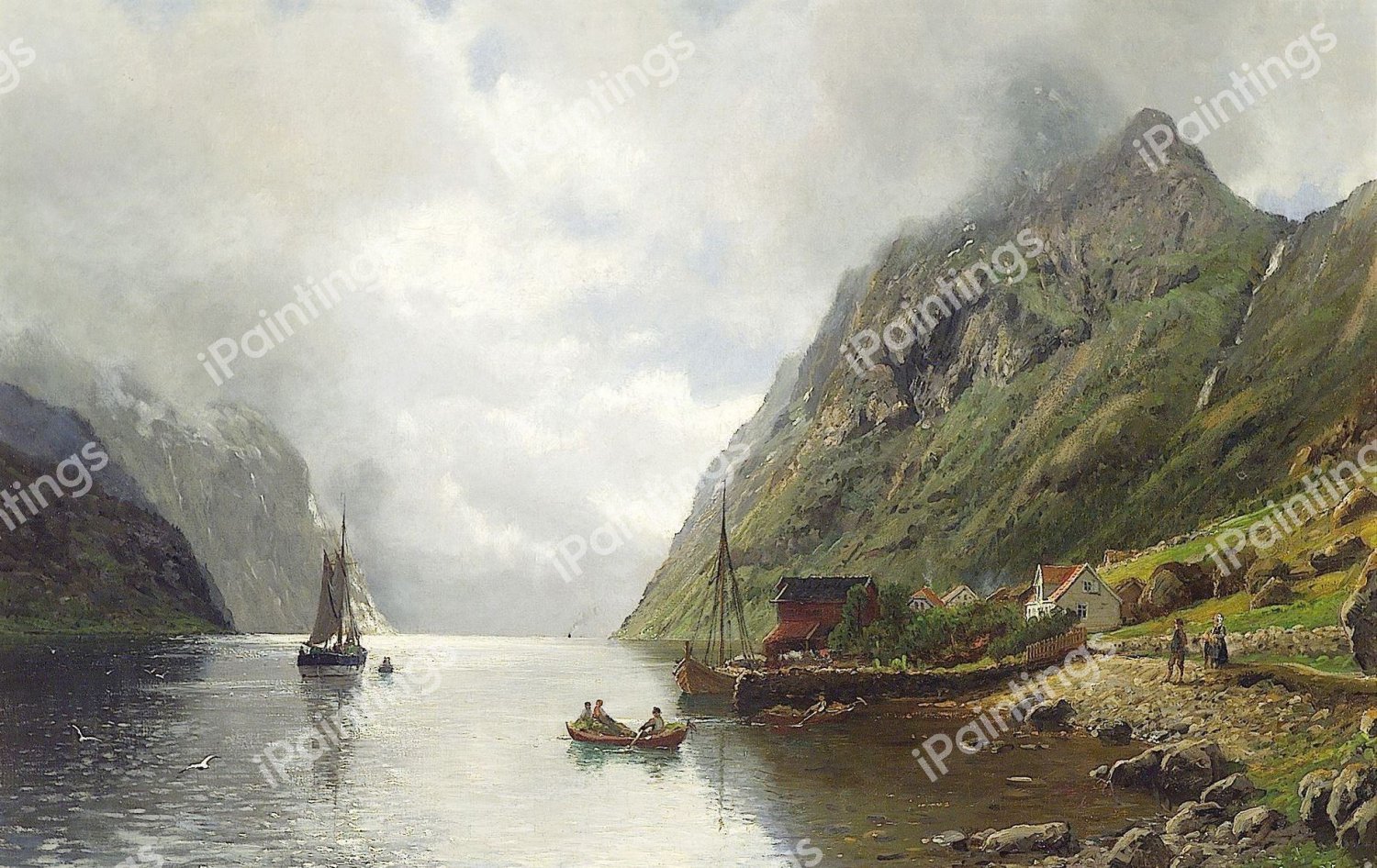 Norwegian Fjord Landscape. The painting by Anders Askevold