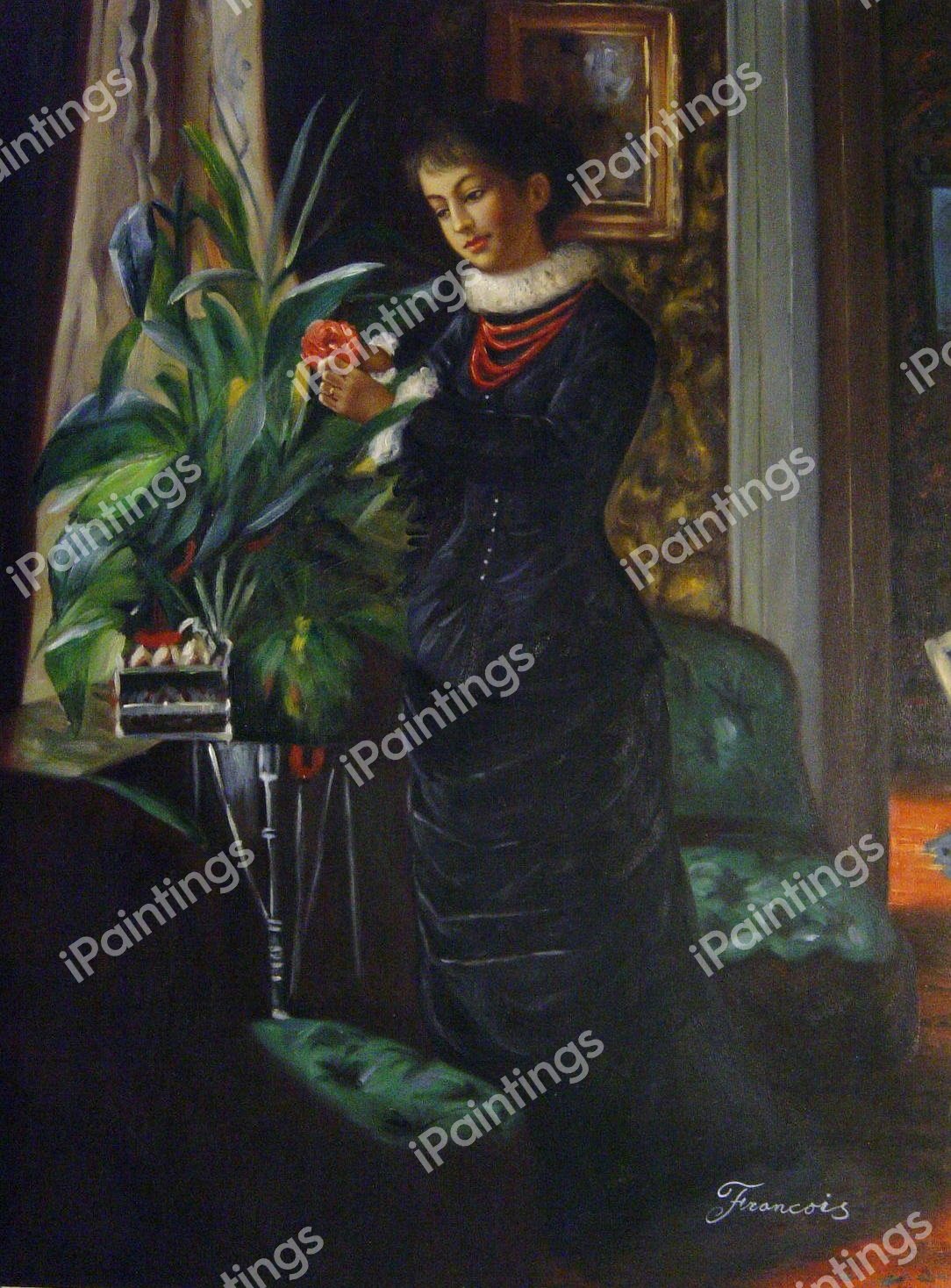 Arranging Flowers At A Window. The painting by Anders Zorn