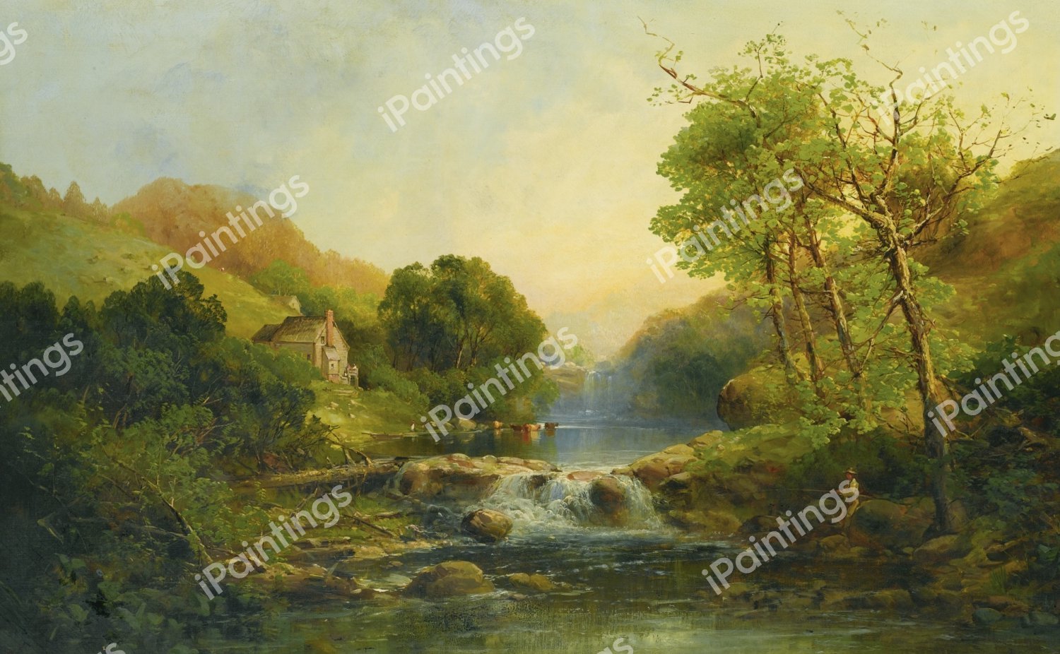 A River in Summer. The painting by Andrew W. Melrose