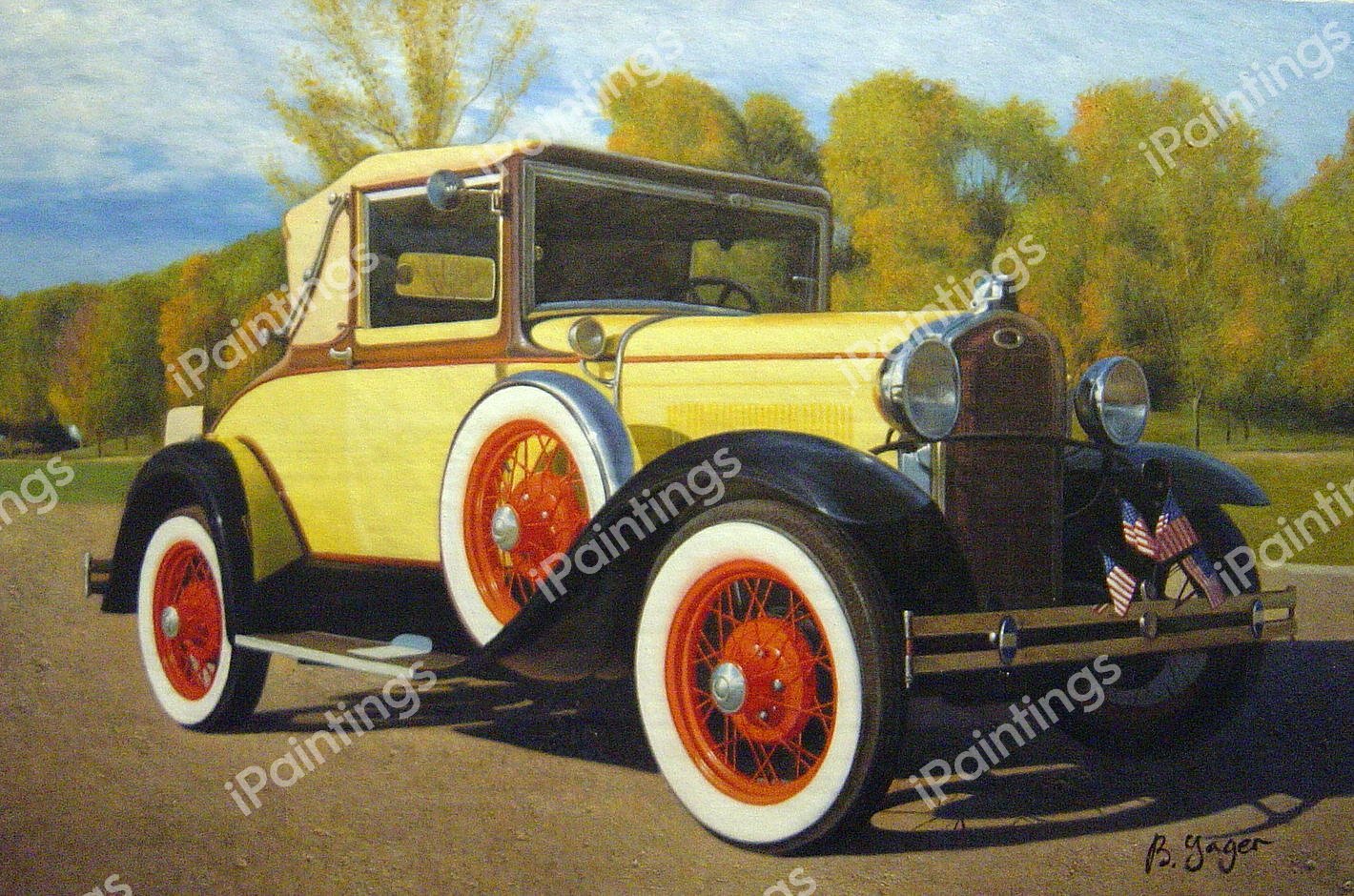 Antique Ford Model  A Car. The painting by Our Originals