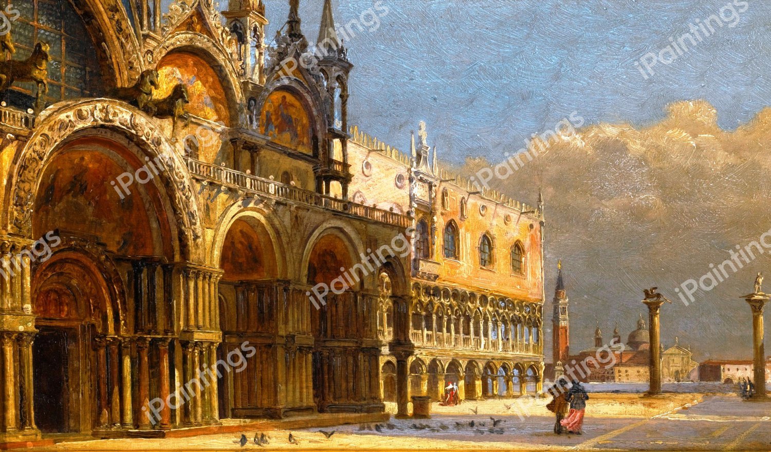 A Windy Day, St. Mark's Square. The painting by Antonietta Brandeis