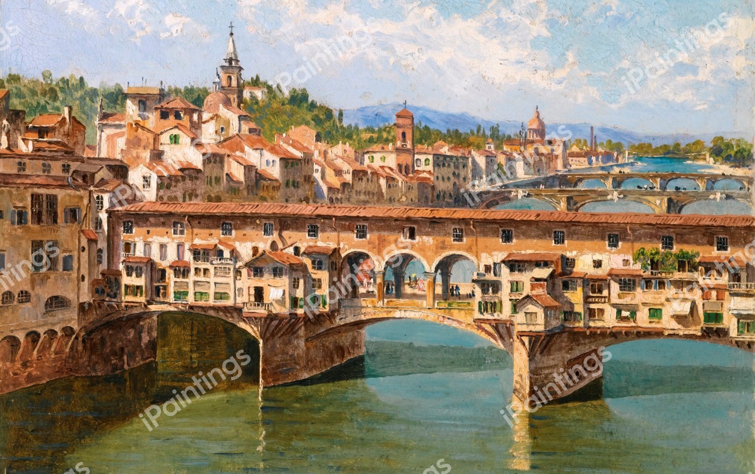 At Ponte Vecchio, Florence. The painting by Antonietta Brandeis