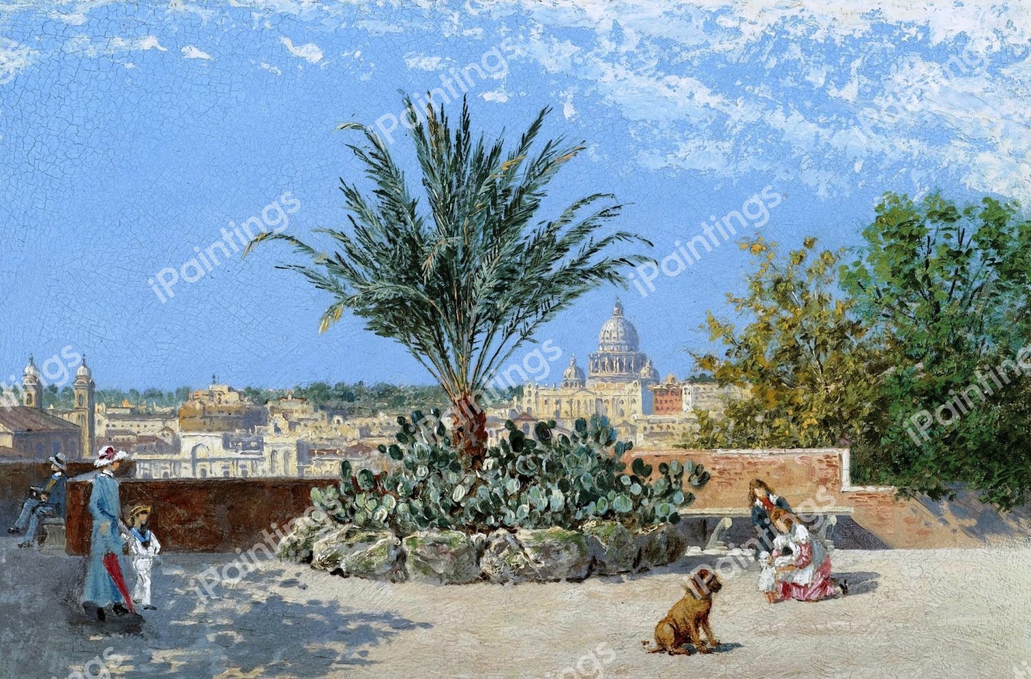 At the Pincio Gardens. The painting by Antonietta Brandeis