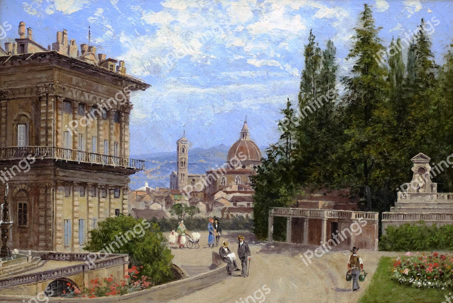 Gardens in Florence. The painting by Antonietta Brandeis