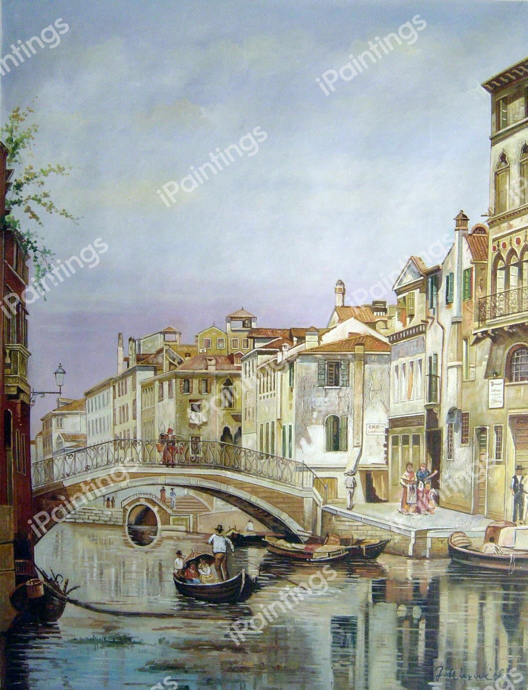 Gondola On A Venetian Backwater Canal. The painting by Antonietta Brandeis