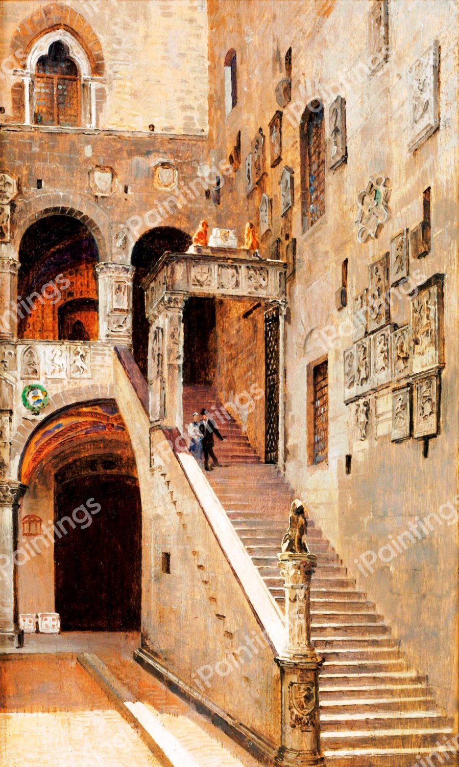 Staircase for the Palace Courtyard, Florence. The painting by Antonietta Brandeis