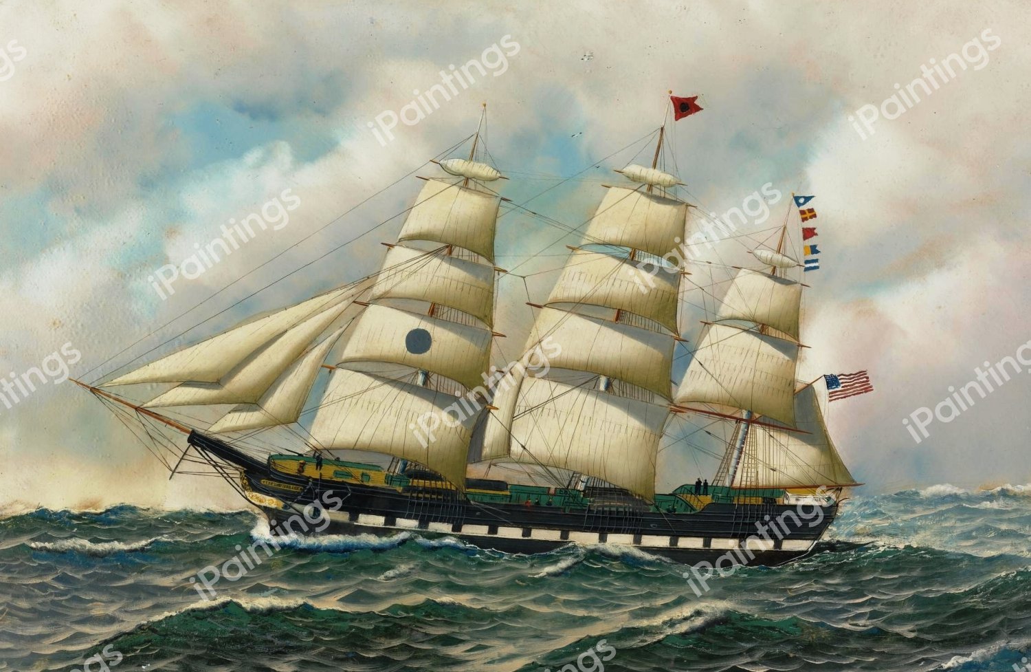 Black Ball Liner, Great Western. The painting by Antonio Jacobsen