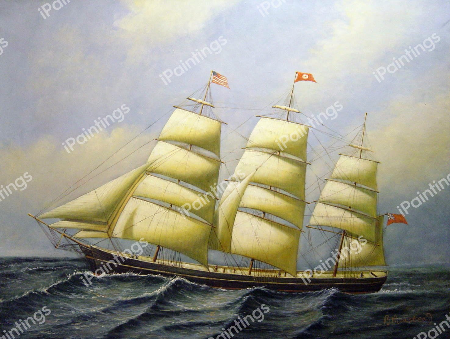 The British Ship Polynesian. The painting by Antonio Jacobsen