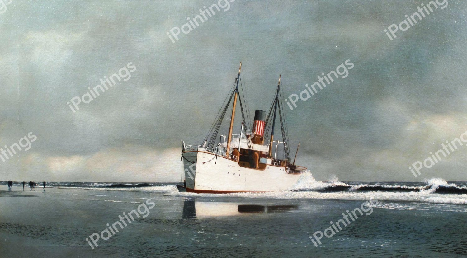 The Gwent Aground at Long Beach. The painting by Antonio Jacobsen