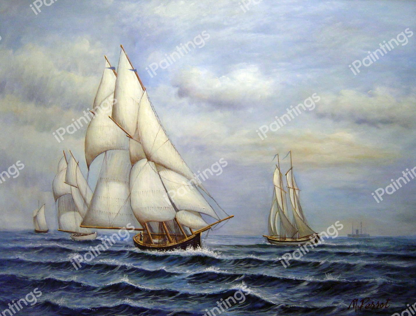 Yacht Race. The painting by Antonio Jacobsen