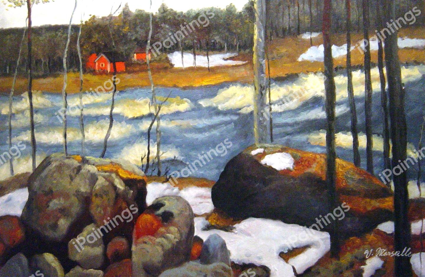 Thundering River. The painting by Arkady Alexandrovich Rylov